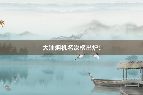 大油烟机名次榜出炉！
